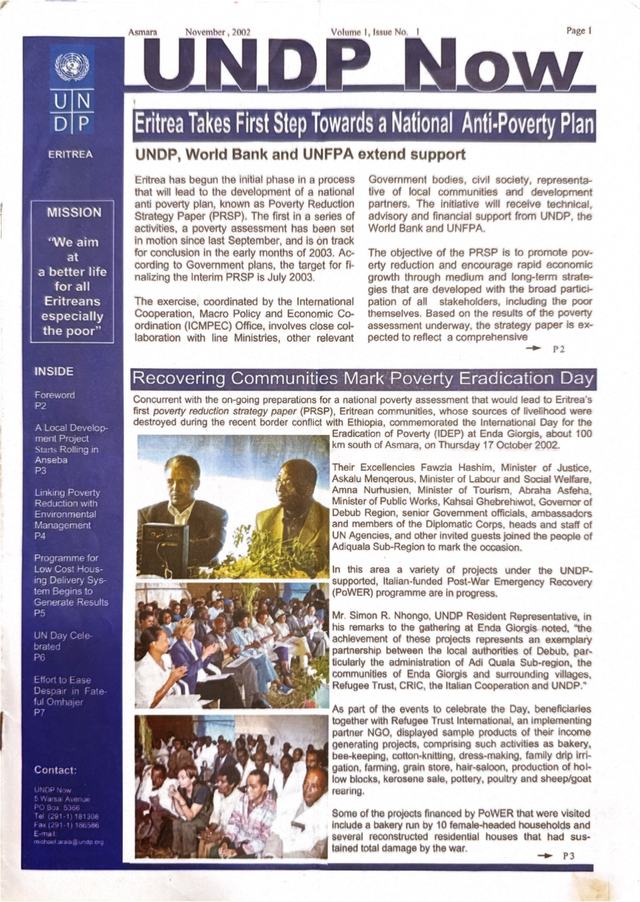 UNDP Now newsletter, November 2002, cover page